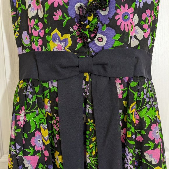 Miss Elliette California Vintage 1960s Garden Party Cotton Floral Maxi Dress- M* - Picture 3 of 16